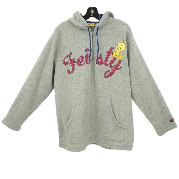Looney Tunes Feisty Tweety Quarter Zip Hoodie Sweatshirt Womens 1X 16W Applique - Picture 3 of 14